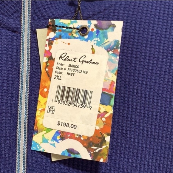 New Robert Graham Navy Marco Waffle Knit Top - Picture 3 of 6